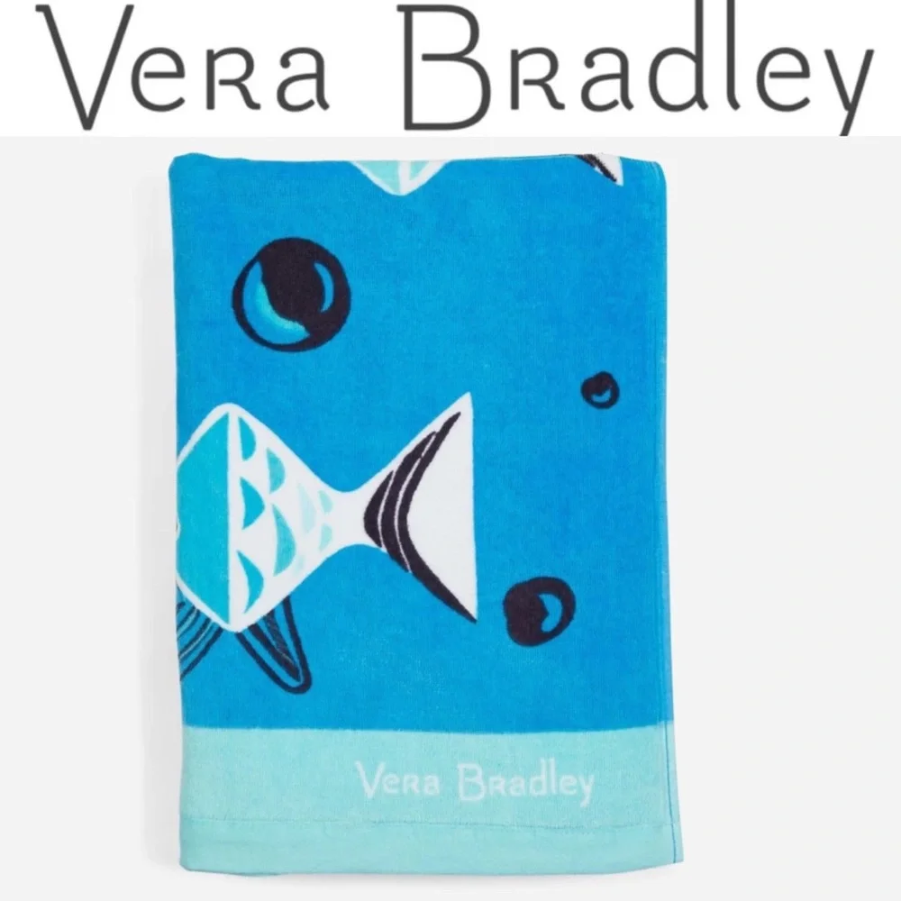 Vera Bradley Beach Towel in Go Fish Blue pattern Free Shipping NWT